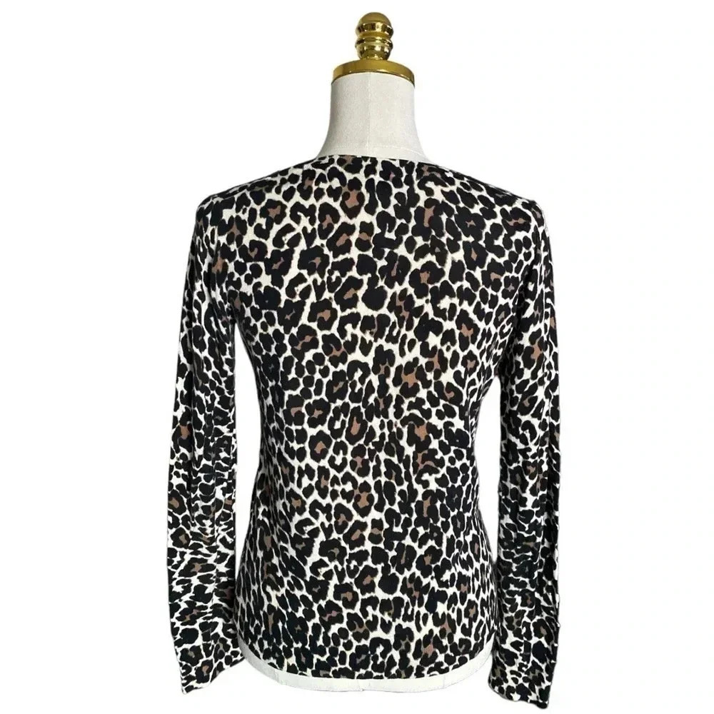 J CREW | Cotton Leopard Print Teddie Lightweight Sweater Size XS - Picture 8 of 14